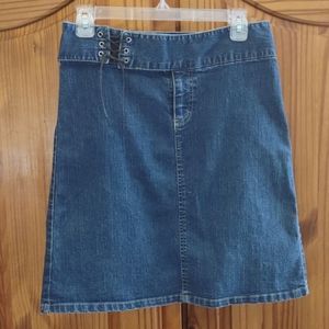 Mossimo Stretch Denim Skirt with Built-In Belt and Suede Lacing